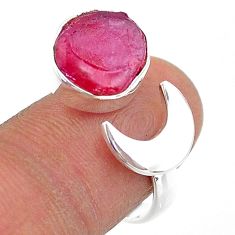 5.52cts moon natural pink ruby rough 925 silver adjustable ring size 8 t69762
