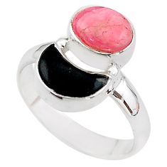 7.17cts moon natural rhodochrosite inca rose onyx silver ring size 8.5 t68623