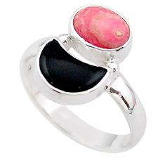 7.17cts moon natural rhodochrosite inca rose onyx silver ring size 8.5 t68631