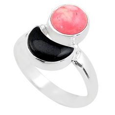 7.62cts moon natural rhodochrosite inca rose onyx silver ring size 8.5 t68833