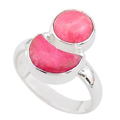 7.17cts moon natural rhodochrosite inca rose thulite silver ring size 7 t68639