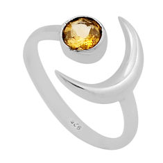 0.52cts moon natural yellow citrine 925 silver adjustable ring size 6 n45871