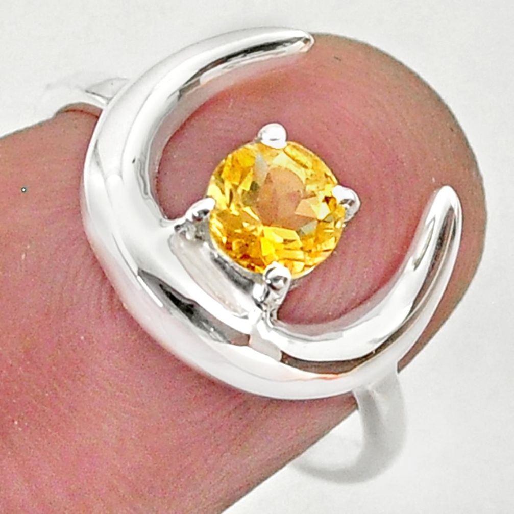 0.93cts moon natural yellow citrine 925 sterling silver ring size 7 t46576