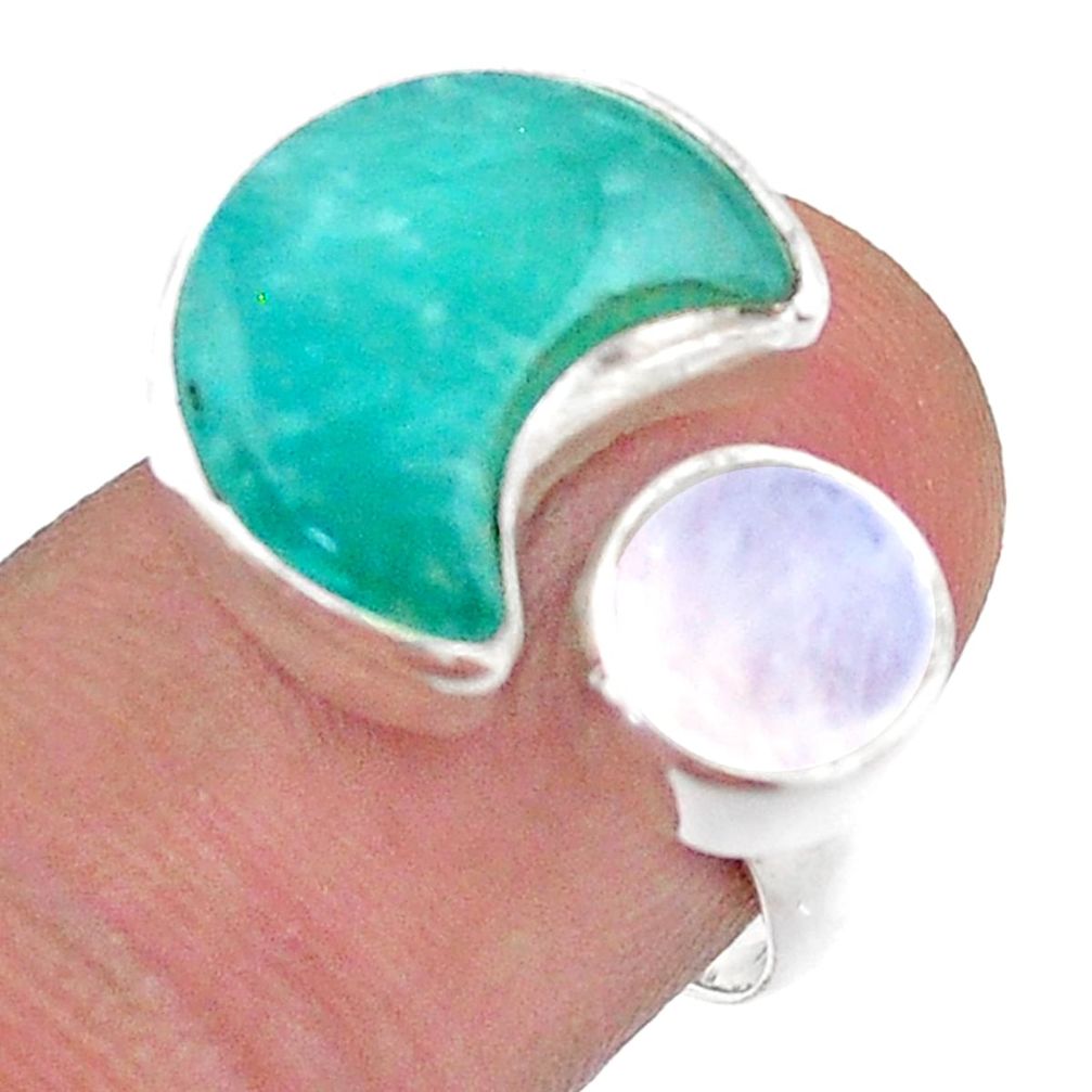 8.75cts moon peruvian amazonite moonstone silver adjustable ring size 7 t47514