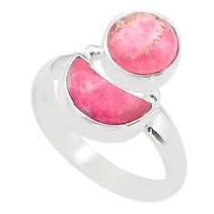 7.21cts moon pink rhodochrosite inca rose thulite 925 silver ring size 8 t68827