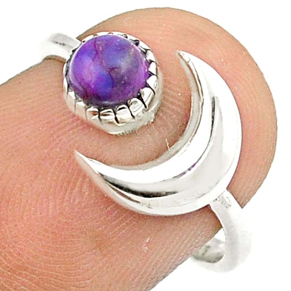 0.76cts moon purple copper turquoise 925 silver adjustable ring size 7 u23770