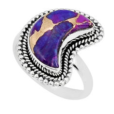 5.29cts moon purple copper turquoise 925 sterling silver ring size 6.5 y24545