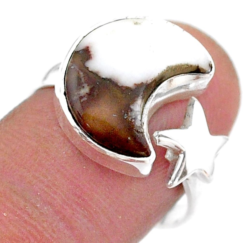 Moon star bronze wild horse magnesite 925 silver adjustable ring size 8 t47597