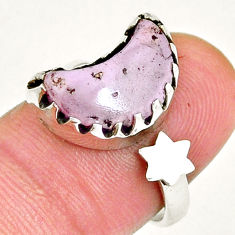 5.07cts moon star natural phosphosiderite silver adjustable ring size 7 y4721