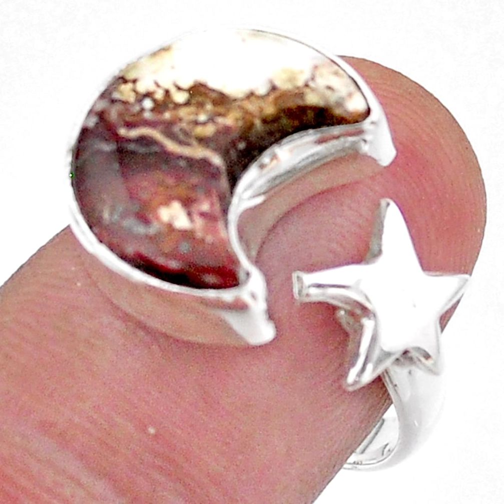6.27cts moon star wild horse magnesite silver adjustable ring size 7.5 t47639
