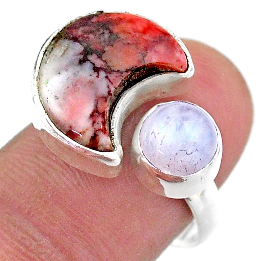 9.47cts moon wild horse magnesite moonstone silver adjustable ring size 8 t47553
