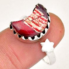 6.01cts moon with star snakeskin jasper silver adjustable ring size 9.5 y4733