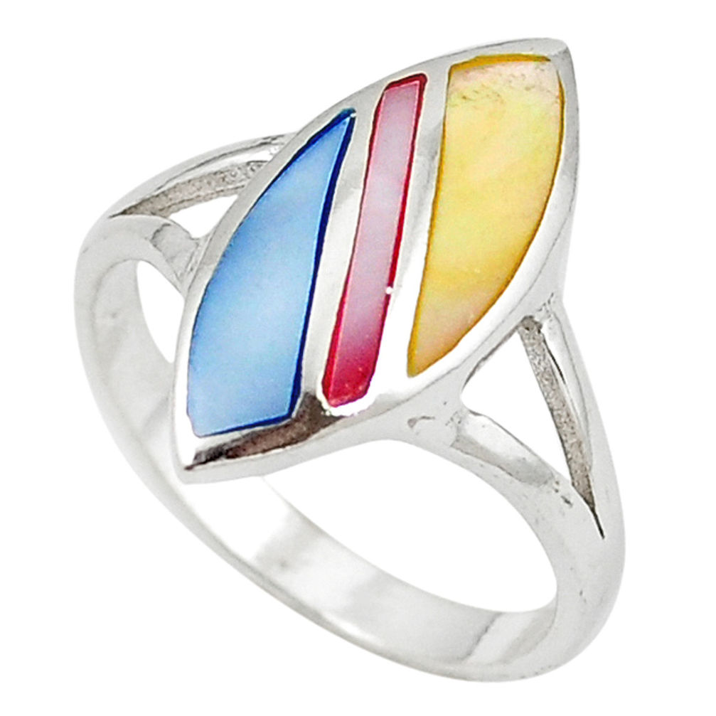 Multi color blister pearl enamel 925 sterling silver ring size 9.5 c12914