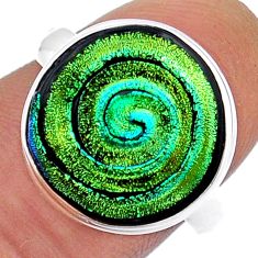 9.49cts multi color dichroic glass 925 sterling silver ring size 7 u90868