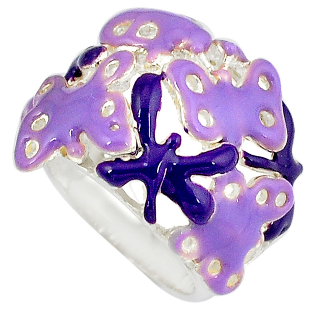 Multi color enamel 925 sterling silver butterfly ring jewelry size 5.5 c16273