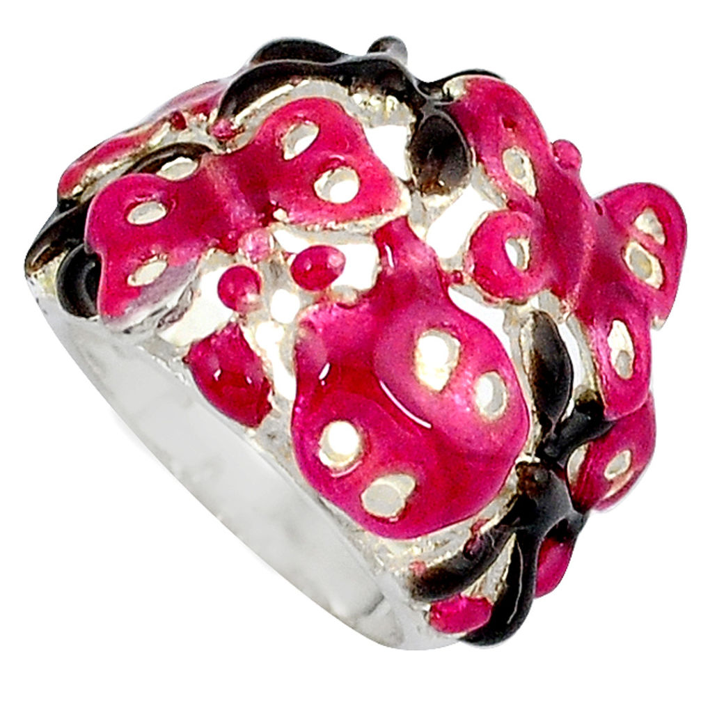 Multi color enamel 925 sterling silver butterfly ring jewelry size 5.5 c16266