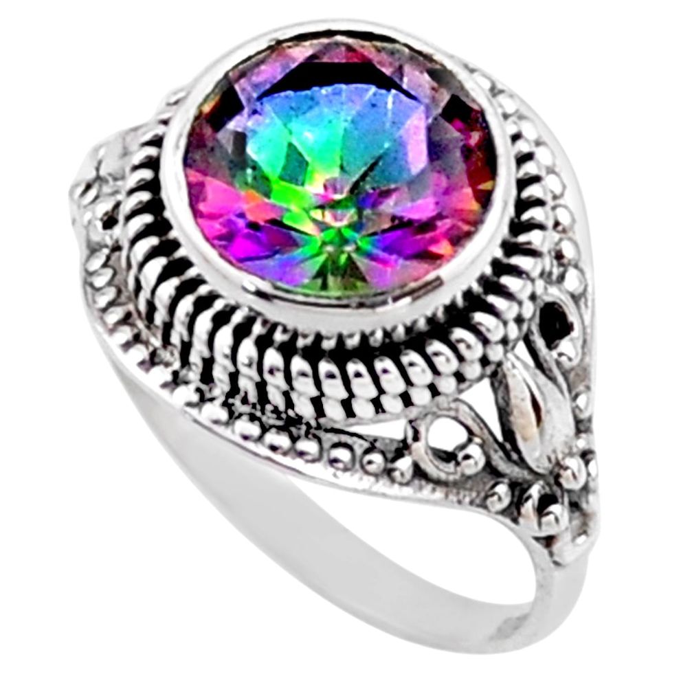 5.93cts multi color rainbow topaz 925 silver solitaire ring size 6 r54584
