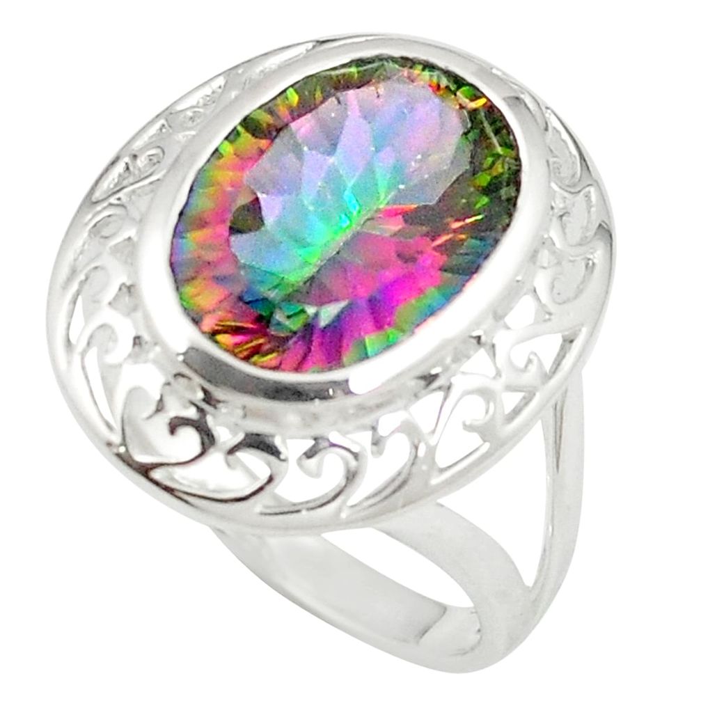 Multi color rainbow topaz 925 sterling silver ring jewelry size 8.5 c23964