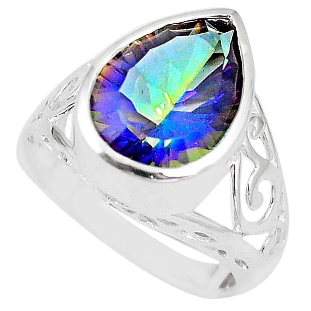 Multi color rainbow topaz 925 sterling silver ring jewelry size 7 c23961