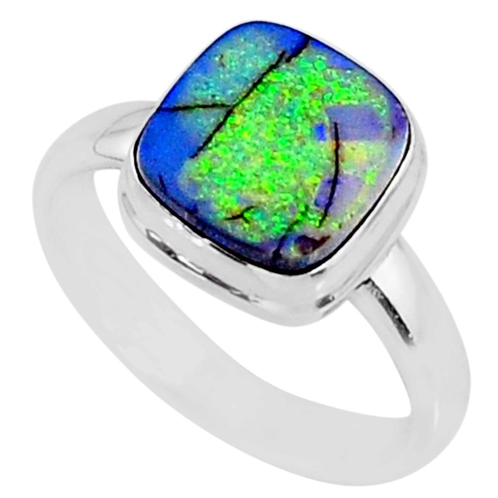 3.83cts multi color sterling opal 925 silver solitaire ring size 8.5 r70236