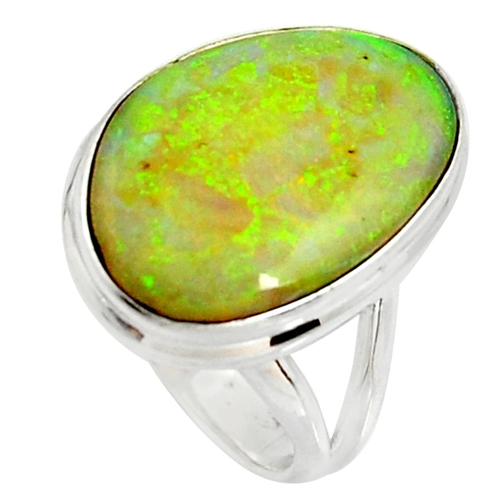 12.10cts multi color sterling opal 925 silver solitaire ring size 7 r25142