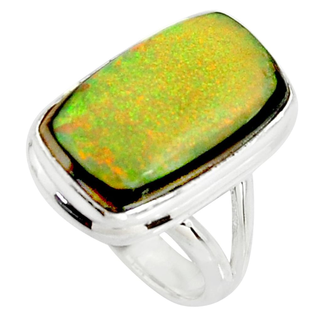 12.03cts multi color sterling opal 925 silver solitaire ring size 7 r25151