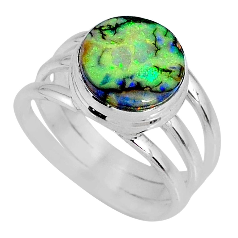 3.58cts multi color sterling opal 925 silver solitaire ring size 7 r62198