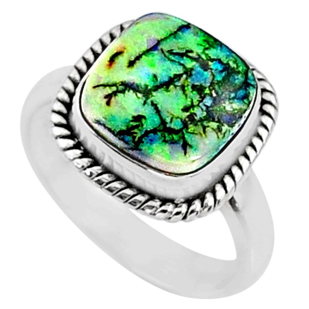 4.00cts multi color sterling opal 925 silver solitaire ring size 7 r70214