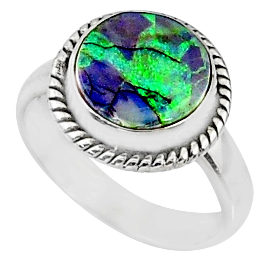 3.83cts multi color sterling opal 925 silver solitaire ring size 7 r70227