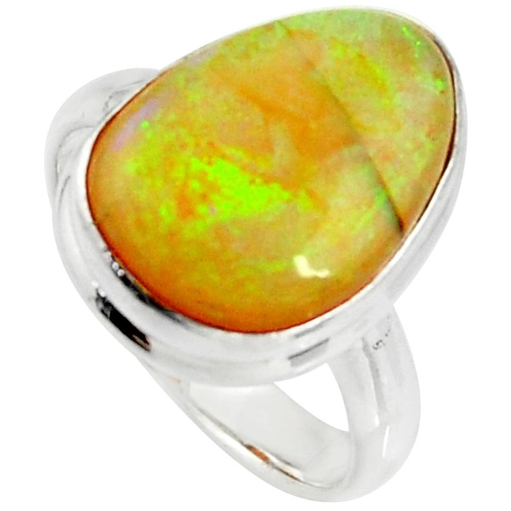 10.78cts multi color sterling opal 925 silver solitaire ring size 8 r25153