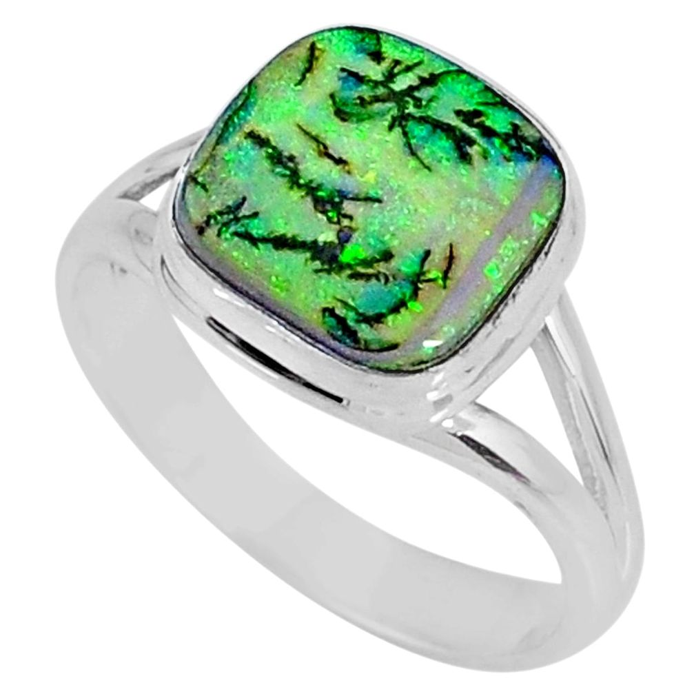 4.03cts multi color sterling opal 925 silver solitaire ring size 8 r62156