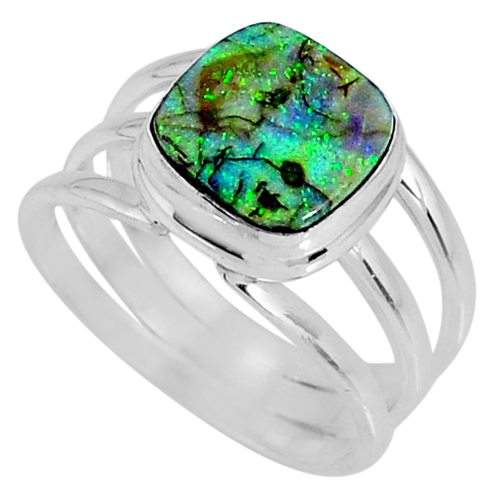 3.75cts multi color sterling opal 925 silver solitaire ring size 8 r62161
