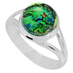 3.48cts multi color sterling opal 925 silver solitaire ring size 9 r62151