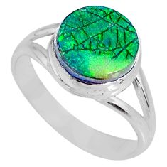 3.68cts multi color sterling opal 925 silver solitaire ring size 9 r62153