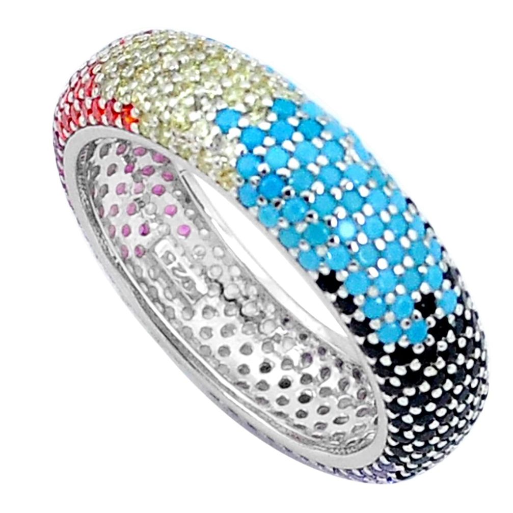 Multi gemstones infinity band 925 sterling silver eternity ring size 7 c23522