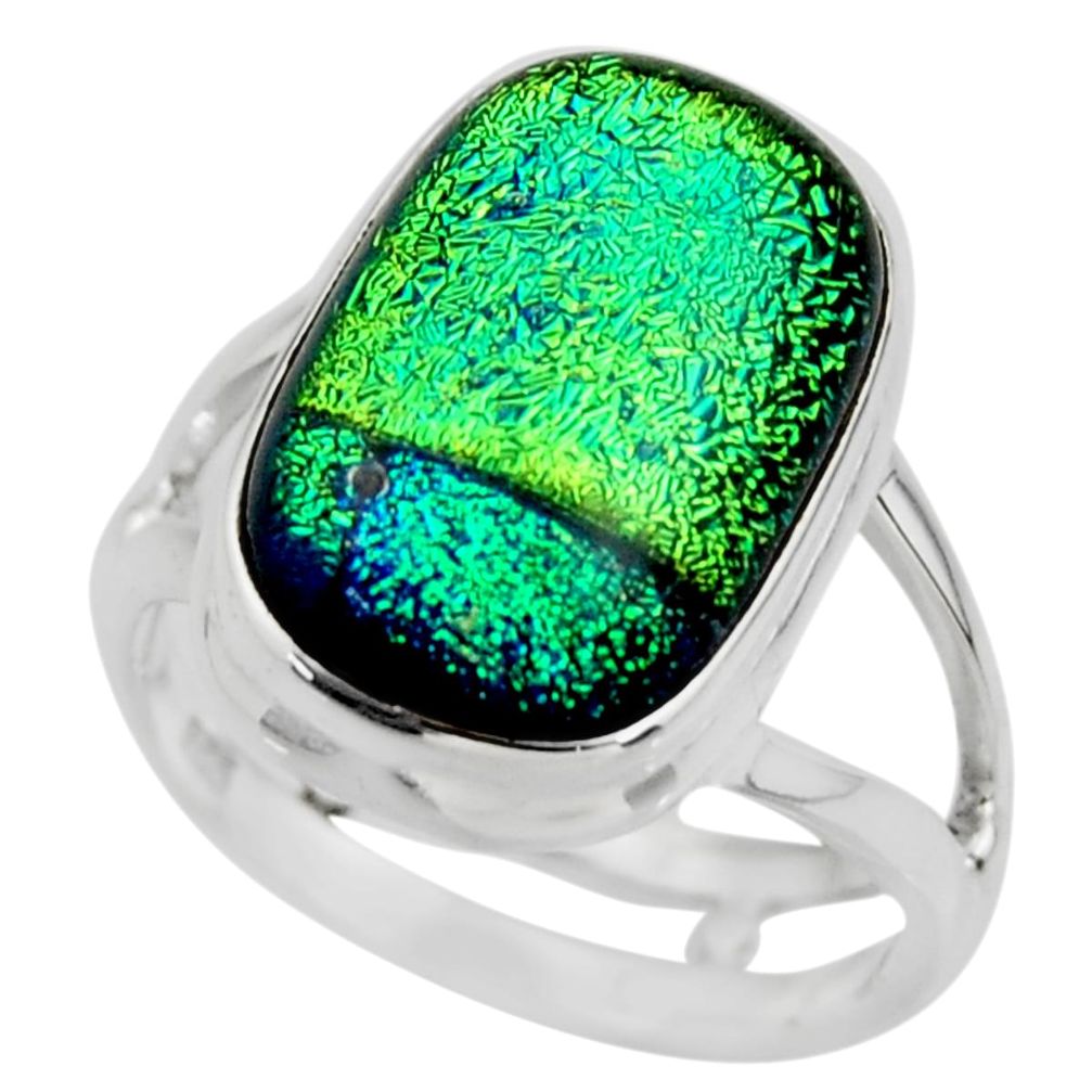 9.06cts multicolor dichroic glass 925 sterling silver ring jewelry size 7 r46009