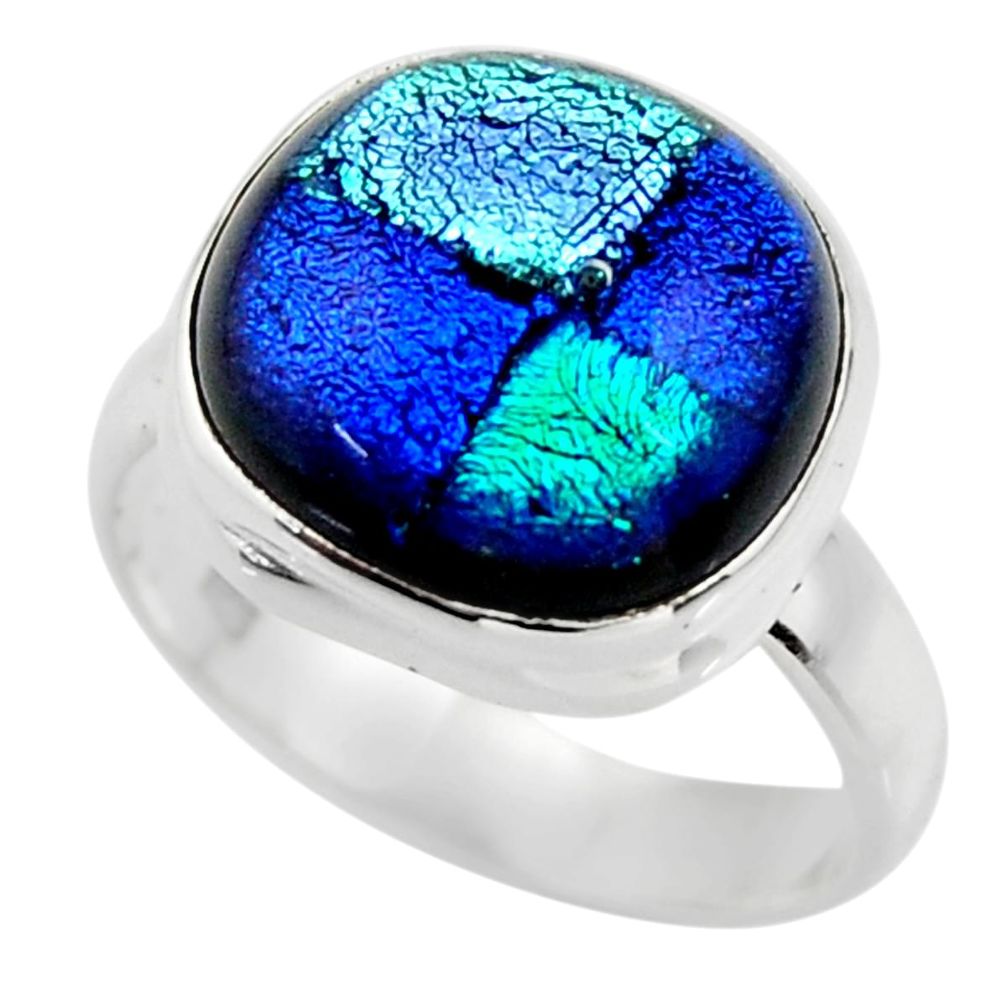 8.11cts multicolor dichroic glass 925 sterling silver ring jewelry size 7 r46012