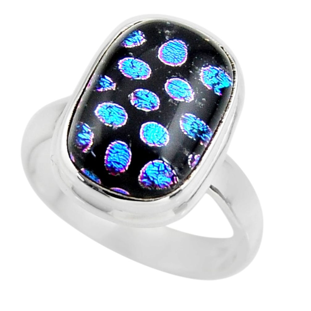 6.58cts multicolor dichroic glass 925 sterling silver ring jewelry size 7 r46014