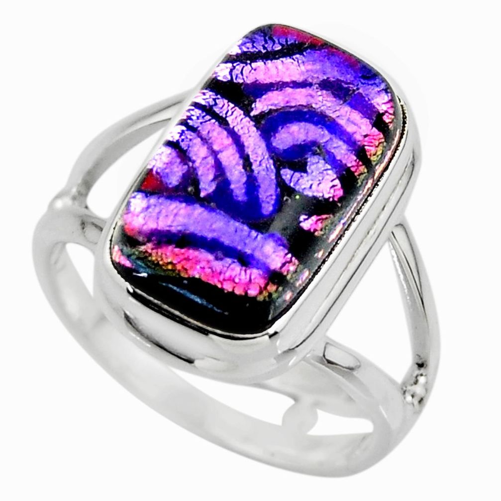 6.53cts multicolor dichroic glass 925 sterling silver ring jewelry size 7 r46025