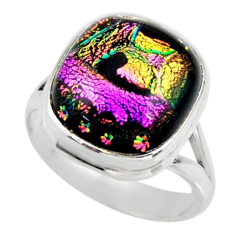 9.96cts multicolor dichroic glass 925 sterling silver ring jewelry size 8 r46013