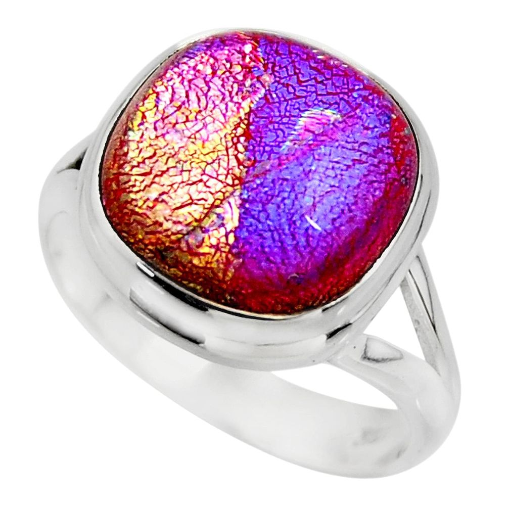 9.88cts multicolor dichroic glass 925 sterling silver ring jewelry size 8 r46059