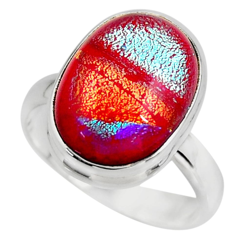 9.59cts multicolor dichroic glass 925 sterling silver ring jewelry size 8 r46060
