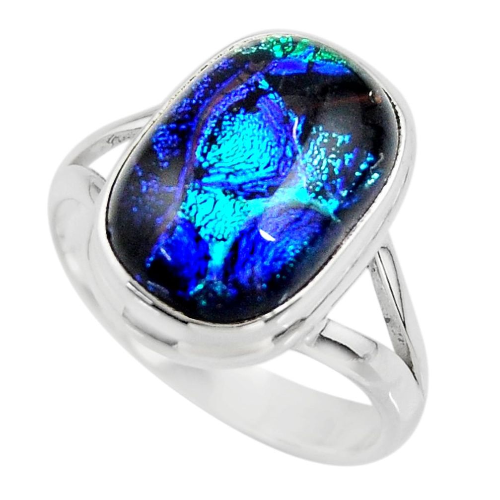 7.46cts multicolor dichroic glass 925 sterling silver ring jewelry size 9 r46037