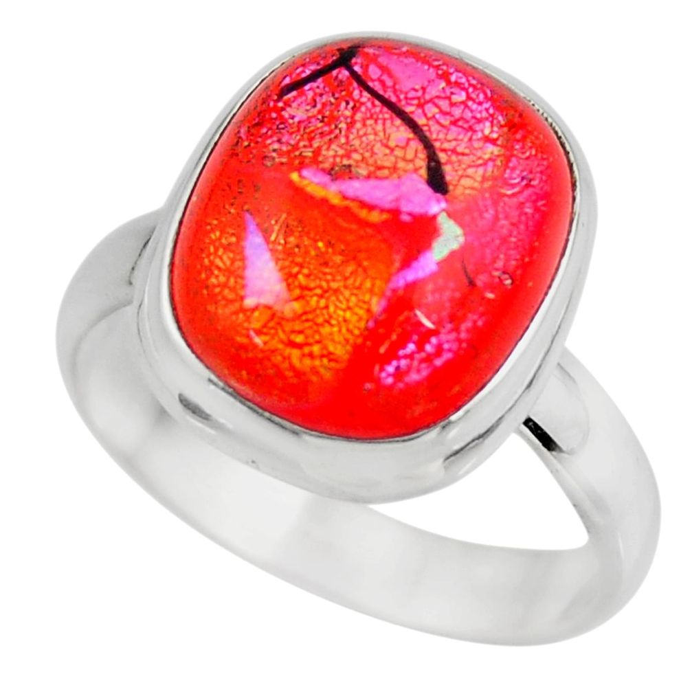 9.02cts multicolor dichroic glass 925 sterling silver ring size 9.5 r46057