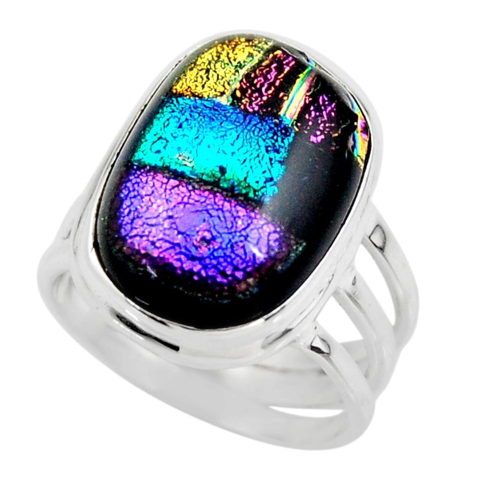 10.95cts multicolor dichroic glass 925 sterling silver ring size 6 r46017