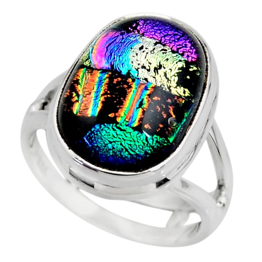 10.05cts multicolor dichroic glass 925 sterling silver ring size 6 r46022