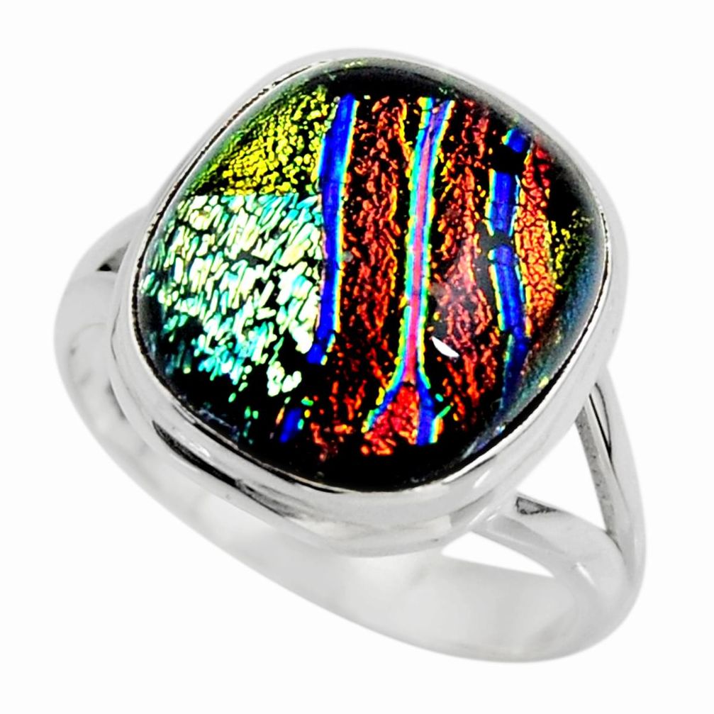 11.55cts multicolor dichroic glass 925 sterling silver ring size 9 r46040