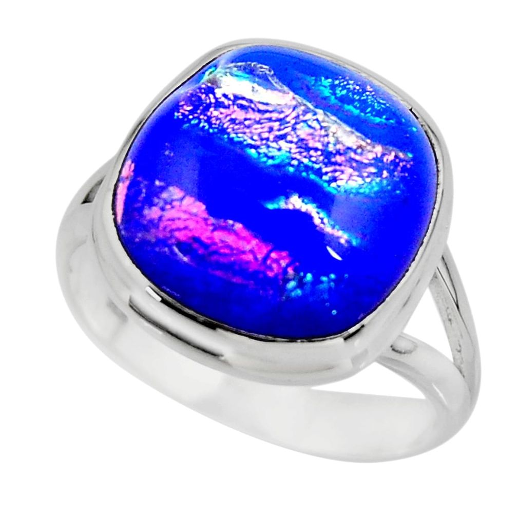 11.32cts multicolor dichroic glass 925 sterling silver ring size 9 r46048