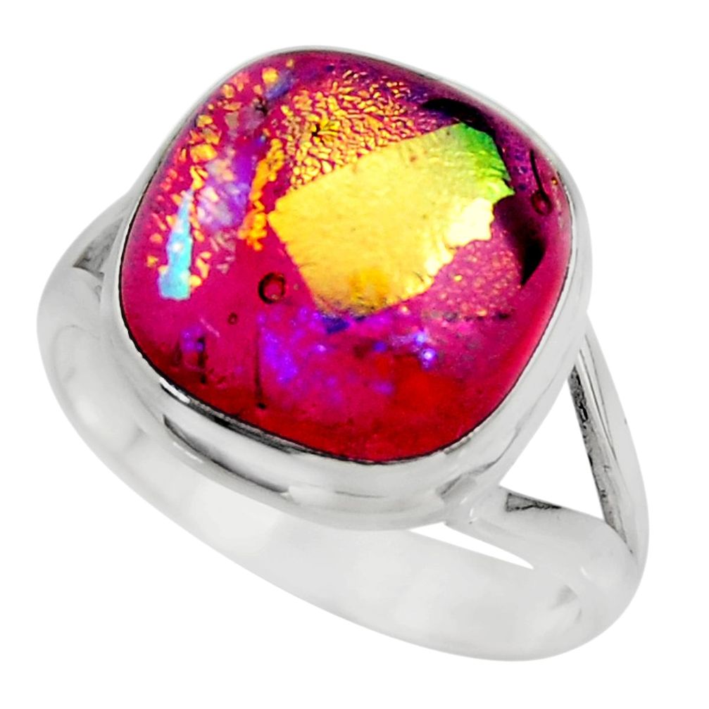 10.33cts multicolor dichroic glass 925 sterling silver ring size 9 r46058