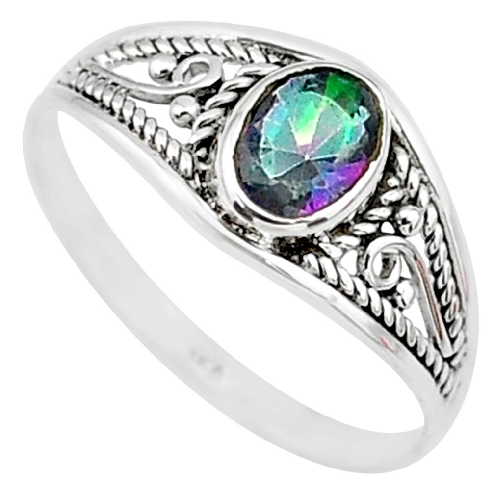 1.32cts multicolor rainbow topaz silver graduation handmade ring size 5.5 t9271